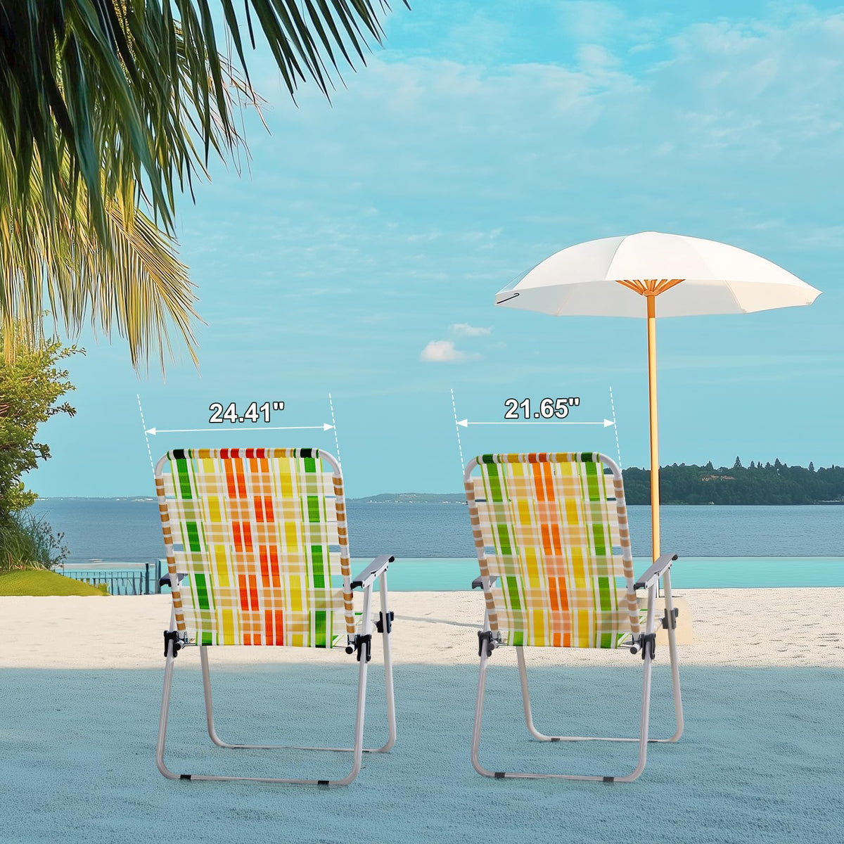 Set of 2 Yellow & Green Folding Patio Chairs D581