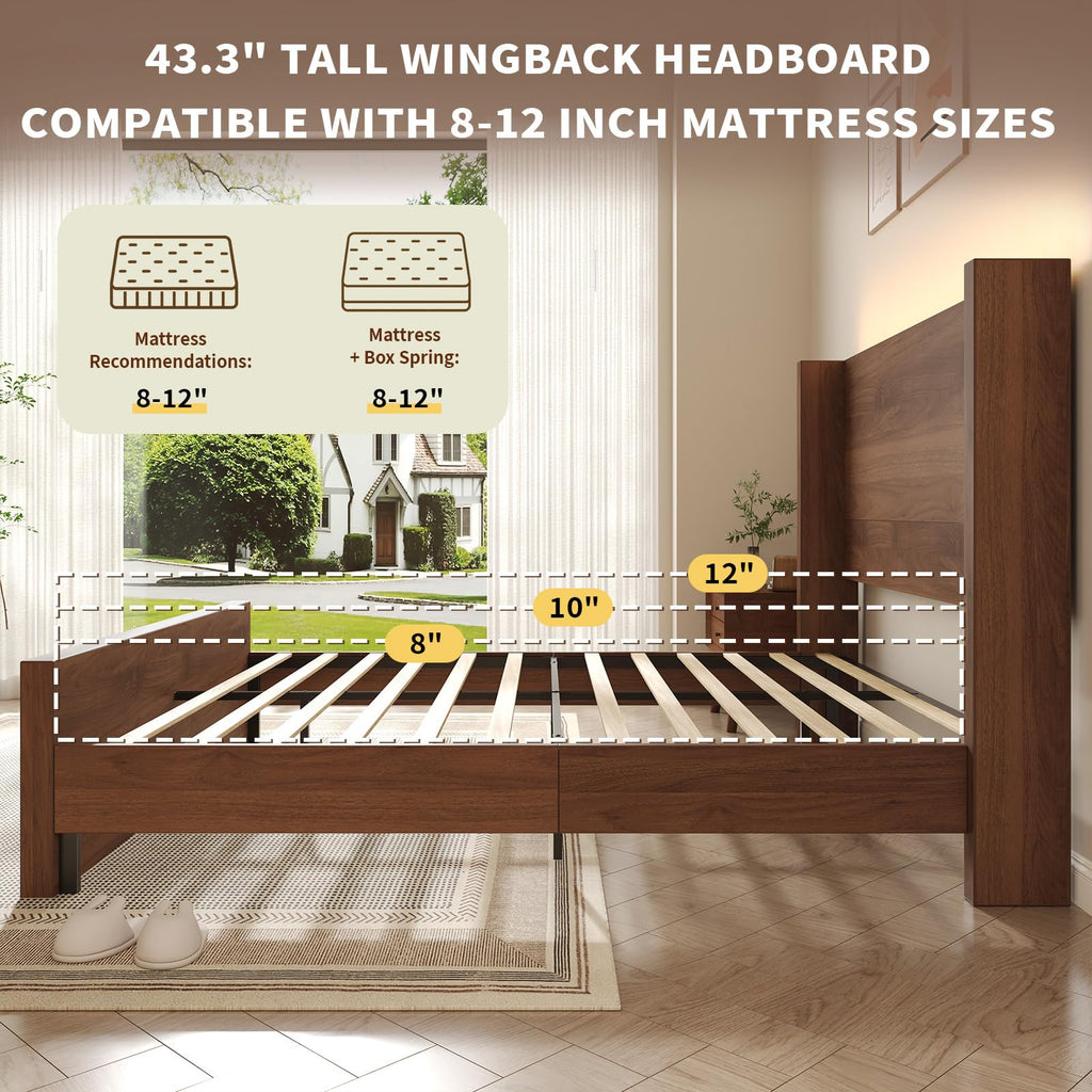 Full Size Wood Platform Bed with Headboard and Footboard M61711