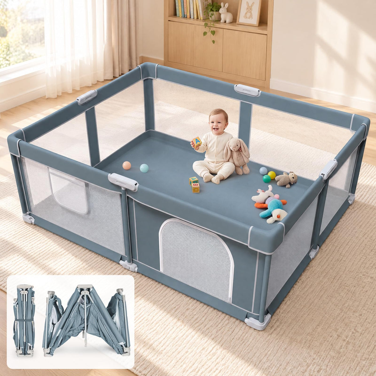 Foldable Baby Playpen 71x59 Inch F8841