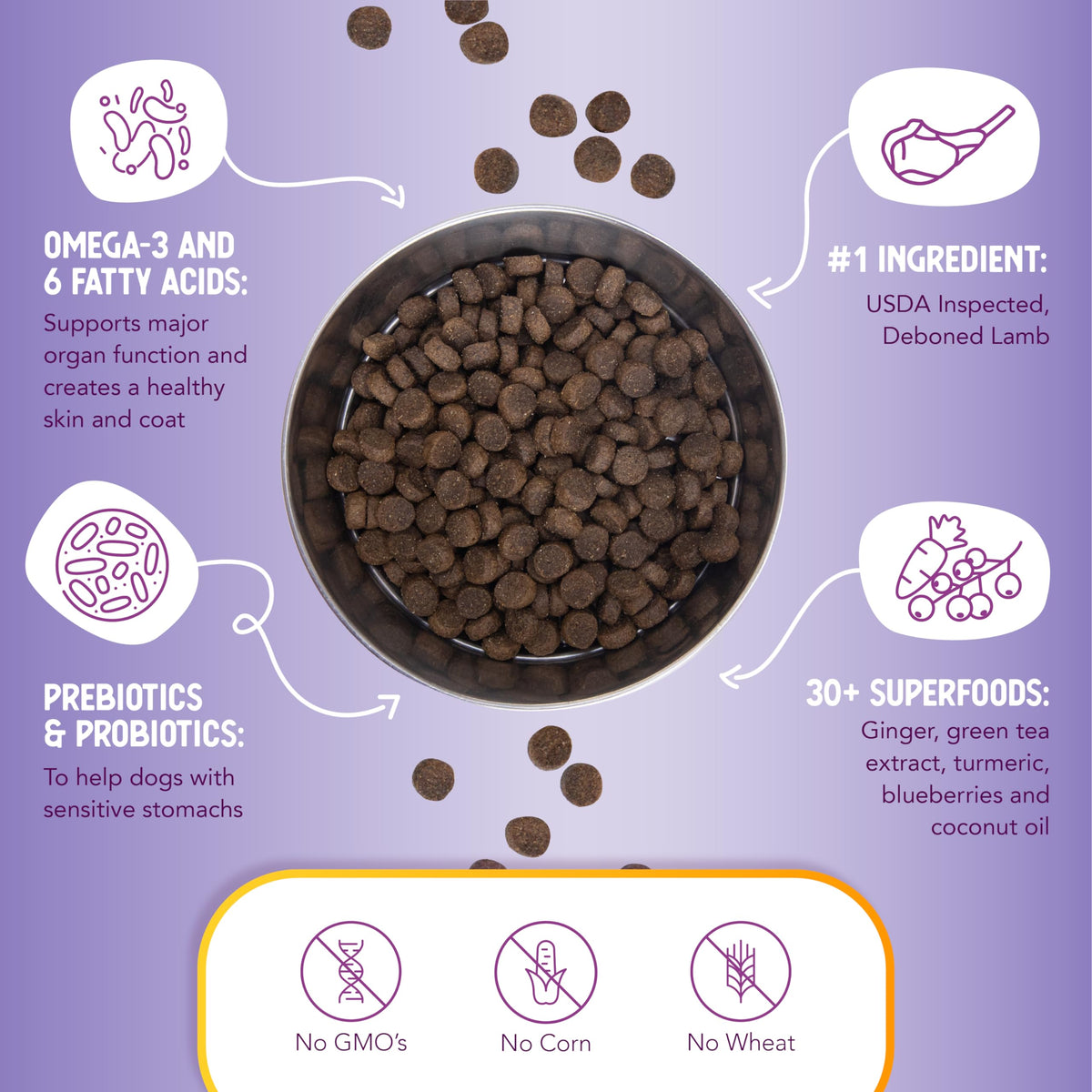 Lamb & Brown Rice Dry Dog Food with Probiotics 1 lb K975