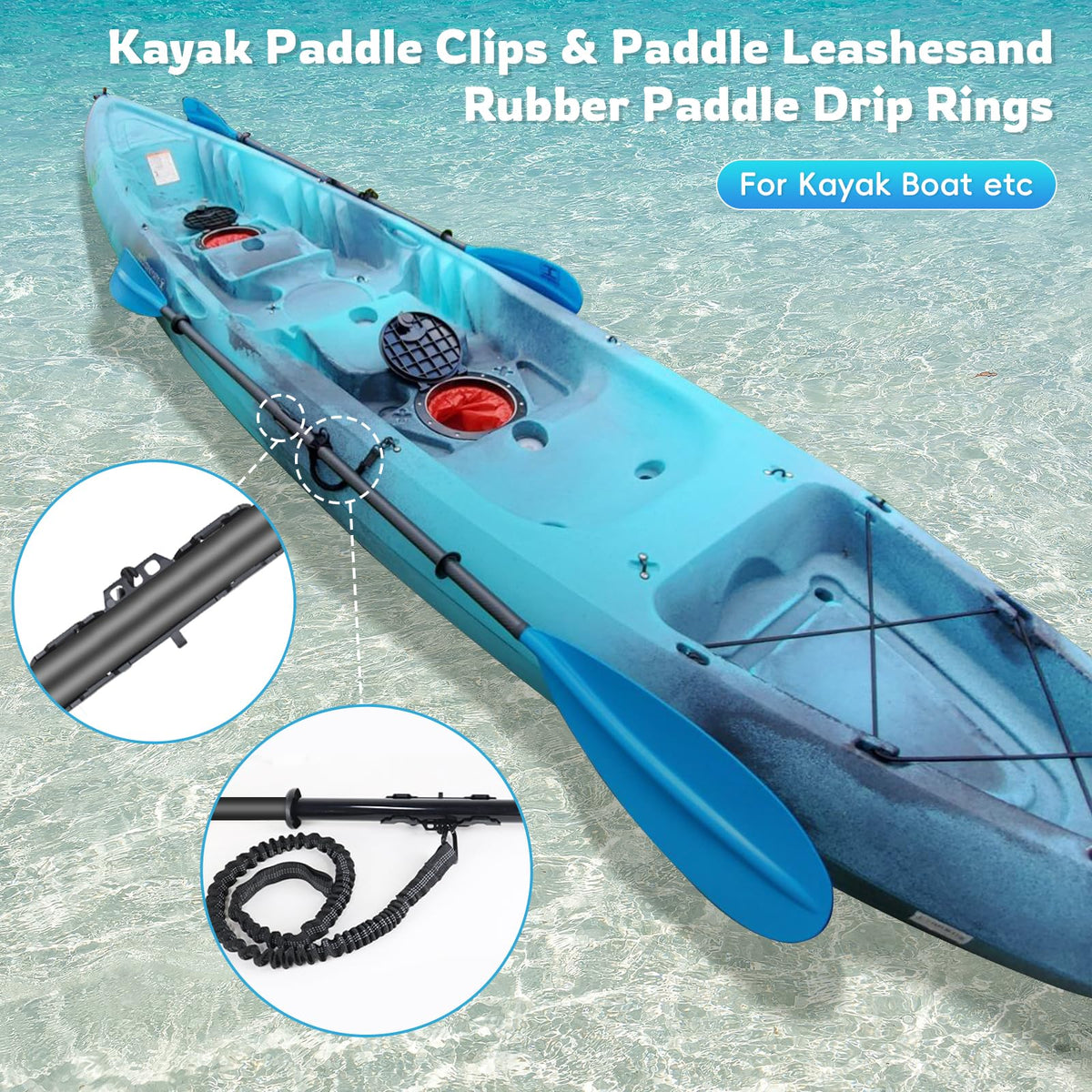 2PCS Kayak Paddle Holder with Leashes & Locking Kits A887