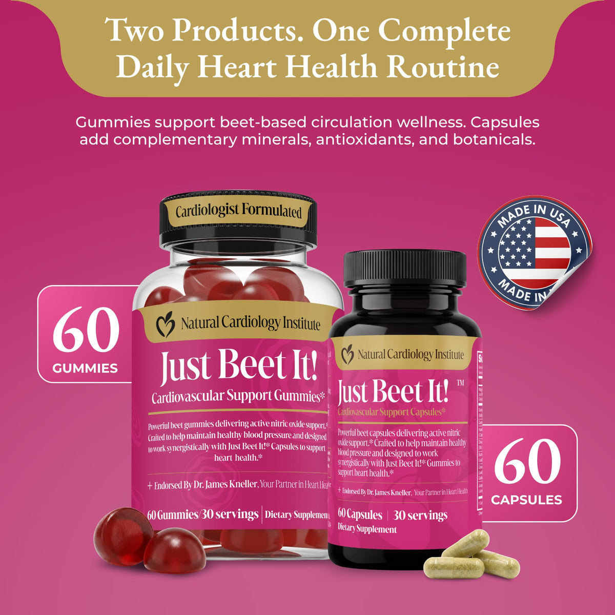 Beet Gummies & Heart Health Capsules Bundle, 60 Count Each T707770
