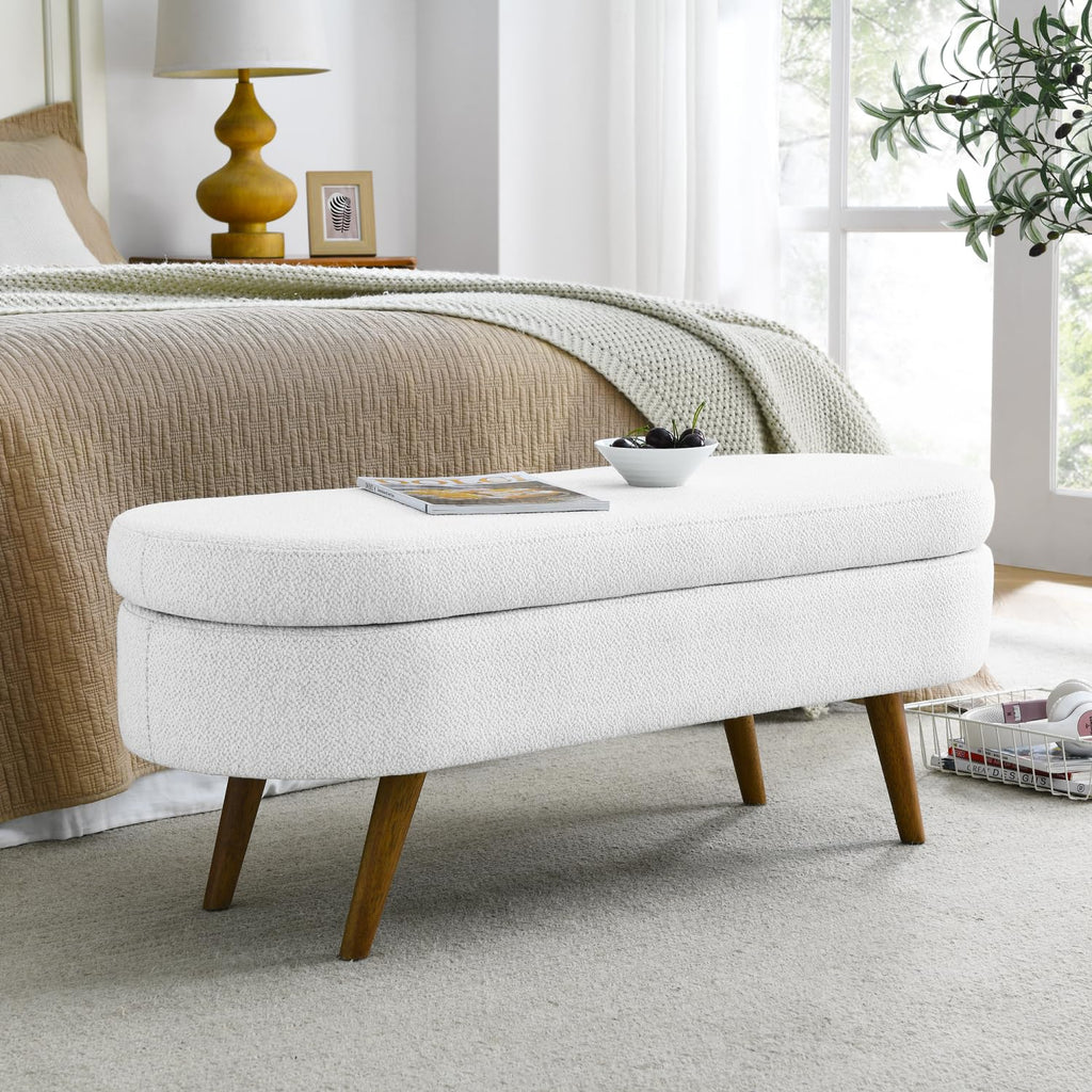 Oval Storage Bench with Rubber Wood Legs G433