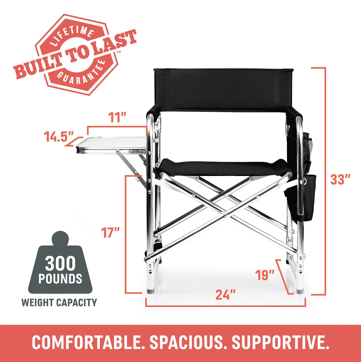 Lightweight Aluminum Folding Outdoor Camping Chair with Side Table G596
