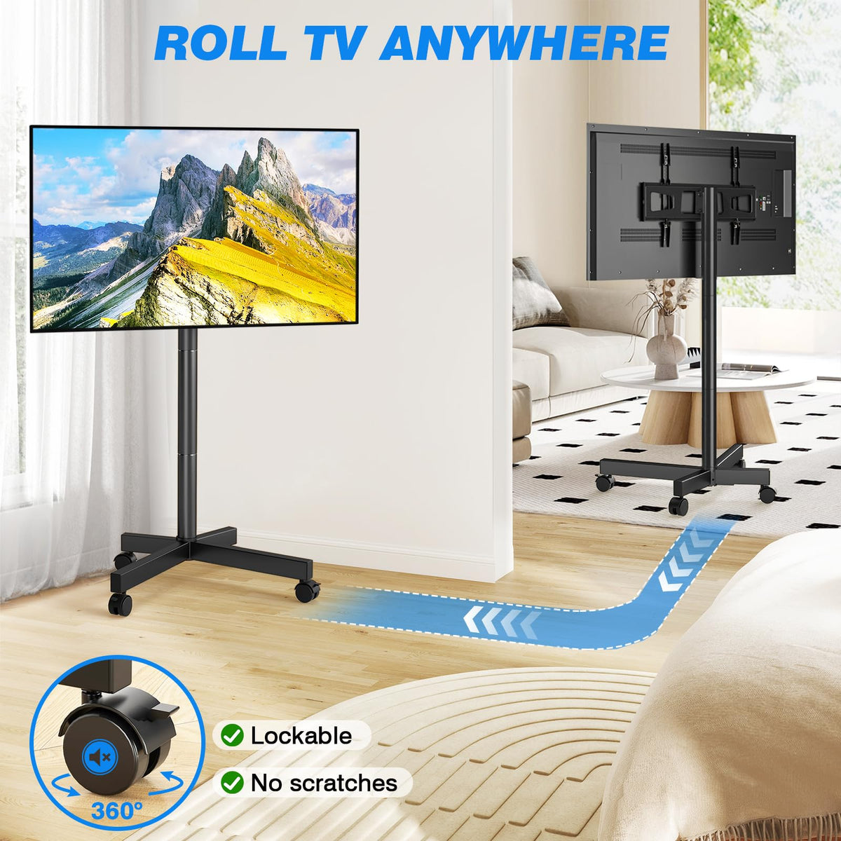 Mobile TV Cart Rolling TV Stand for 23-65 Inch Screens V20994