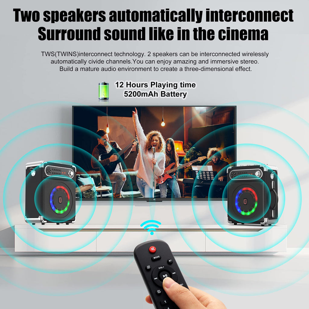 Bluetooth Speaker with Two Wireless Microphones T176