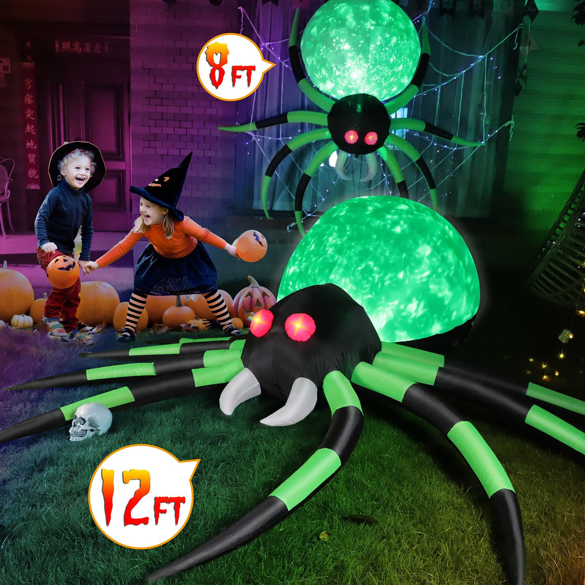 12 FT Halloween Inflatable Spider Outdoor Decoration D5074