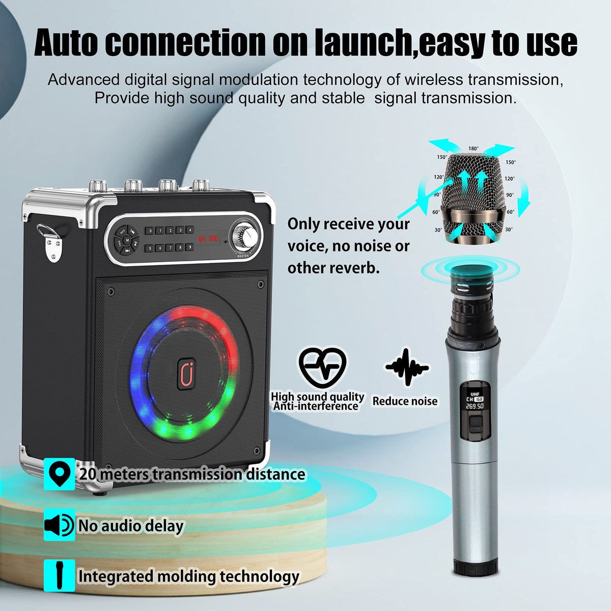 Bluetooth Speaker with Two Wireless Microphones T176