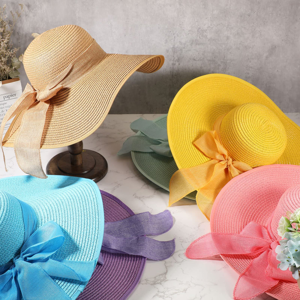 30 Pcs Women's Wide Brim Straw Sun Hat W638