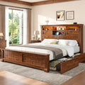 Full Size Bed Frame with Storage Headboard and 4 Drawers N450