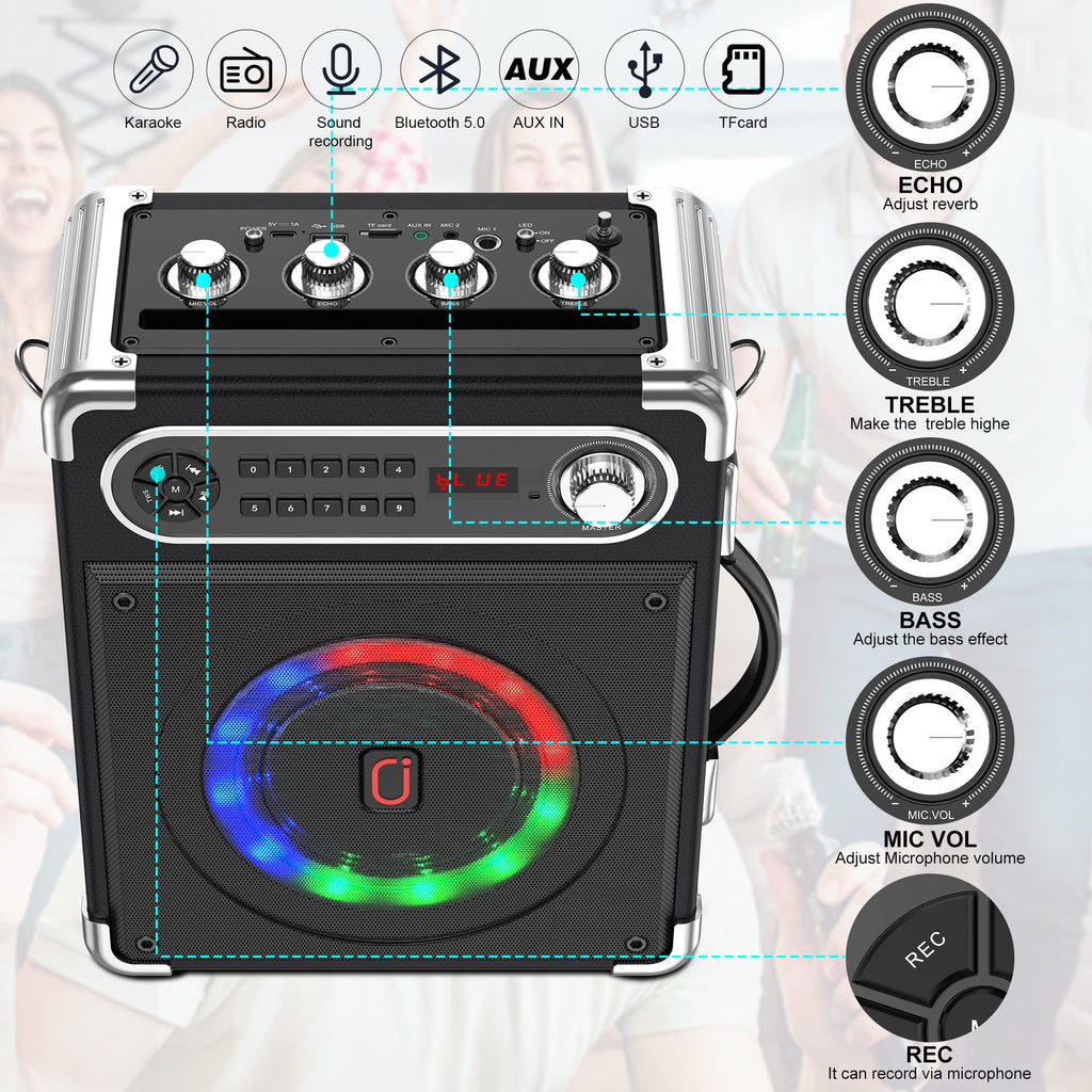 Bluetooth Speaker with Two Wireless Microphones T176