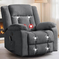 Grey Swivel Rocker Recliner with Massage and Heating G3959